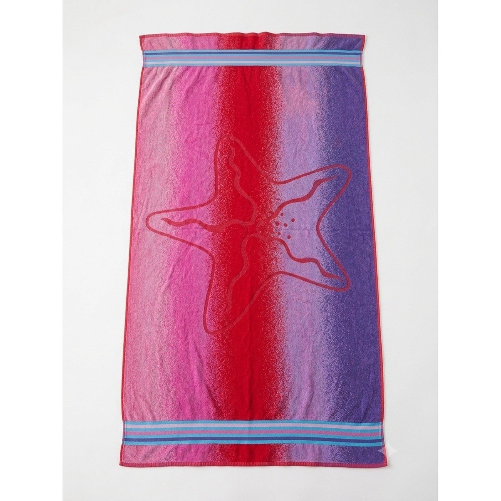 VTG Palm Cove Starfish Multicolor Beach Towel 100% Cotton Vacation 66"x34"